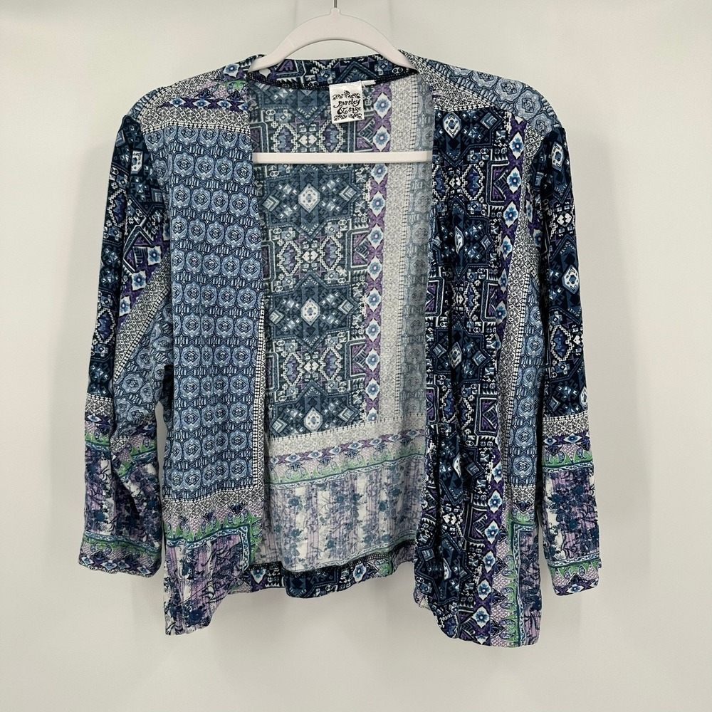 Parsley & Sage Womens Boho Patchwork Open Front Cardigan Size XL Gypsy Eclectic